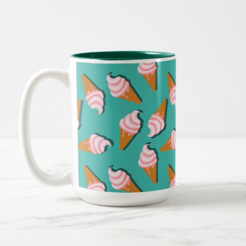 Waffle cones ice cream and frozen yogurt pattern Two_Tone coffee mug