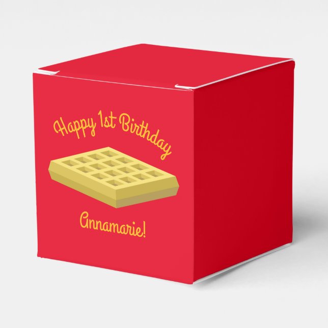 Waffle Cute Breakfast Birthday Party Favor Boxes (Front Side)