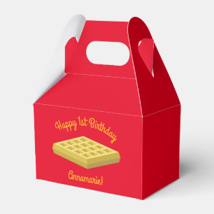 Waffle Cute Breakfast Brunch Kids 1st Birthday Favor Boxes
