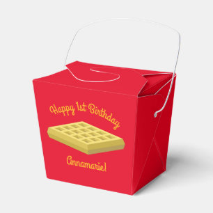 Waffle Cute Breakfast Brunch Kids 1st Birthday Favor Boxes