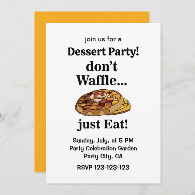 Waffle Dessert Food Funny Invitation (Front/Back)