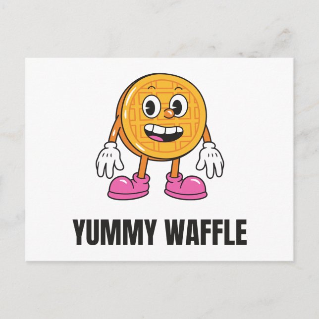 Waffle Food Kawaii Face Invitation Postcard (Front)
