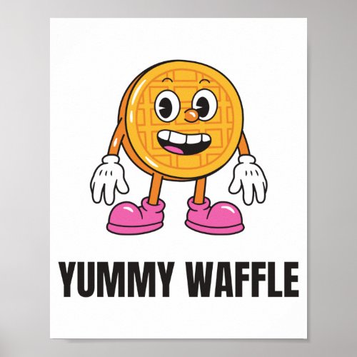 Waffle Food Kawaii Face Poster