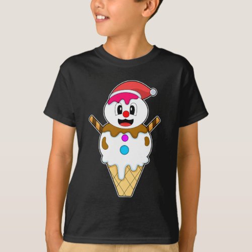 Waffle ice cream Christmas Snowman T_Shirt
