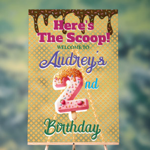 Waffle Ice Cream Cone 2nd Birthday Acrylic Sign