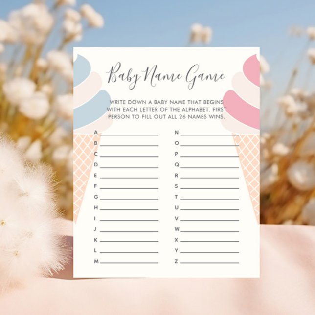 Waffle Ice Cream Pastel Gender Reveal Baby Name (Creator Uploaded)