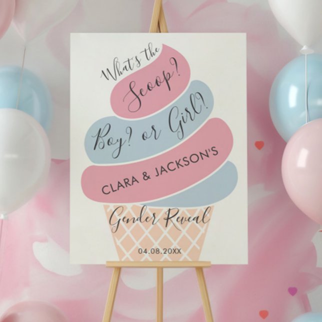 Waffle Ice Cream Pastel Gender Reveal Welcome Sign (Creator Uploaded)