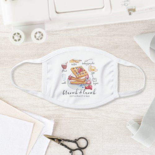 Waffle logo Watercolor restaurant Business Face Mask