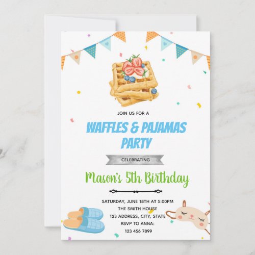 Waffle pajamas birthday invitation