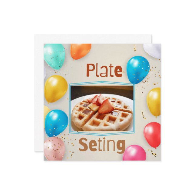 Waffle Plate Setting Breakfast Invitation (Front/Back In Situ)