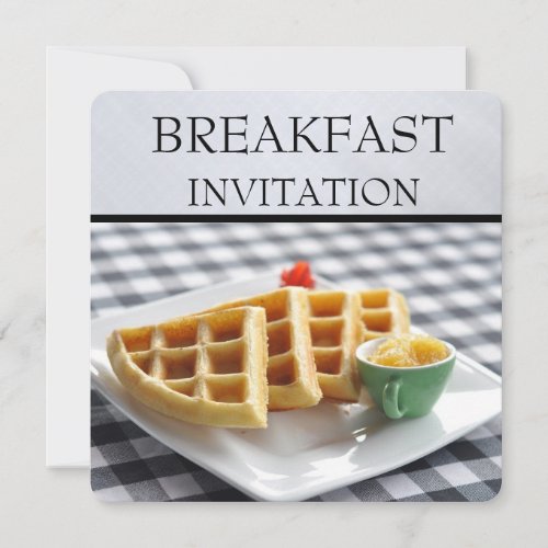 Waffle Plate Setting Breakfast Invitations