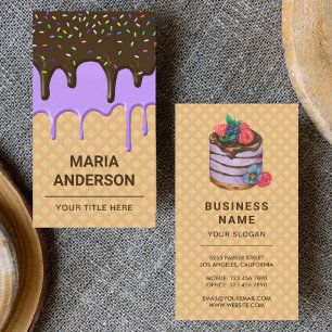 Waffle Purple Icing Drips Pastry Chef Bakery Business Card
