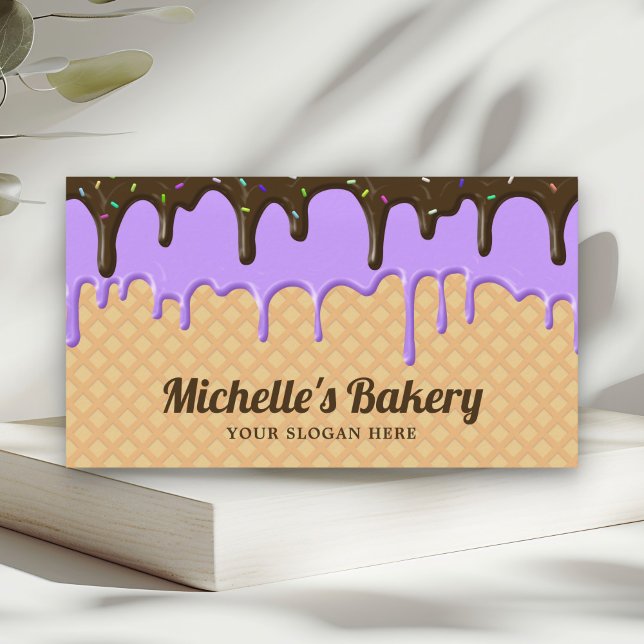 Waffle Purple Icing Drips Pastry Chef Bakery Business Card (Creator Uploaded)