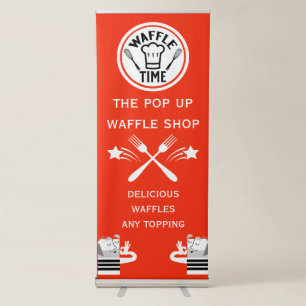 Waffle Shop Or Popup Food Stall Retractable Banner
