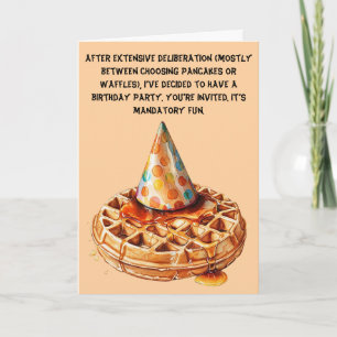 Waffle-Themed Satirical Birthday Bash Invitation