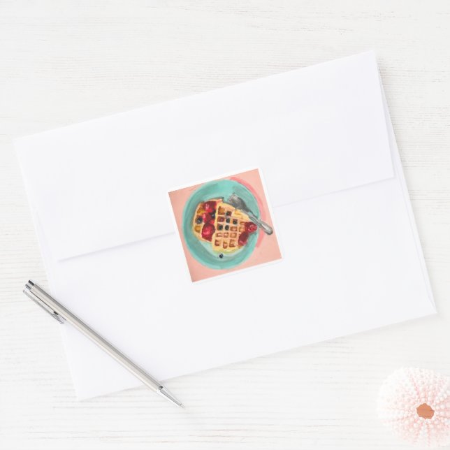 Waffles and Berries Square Sticker (Envelope)