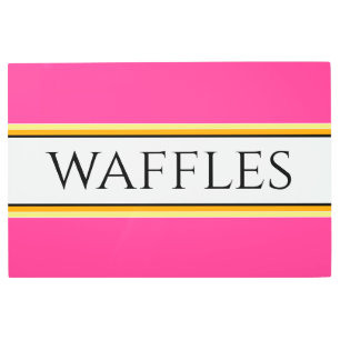 WAFFLES Bright Bold Pink White Racing Stripes Metal Print
