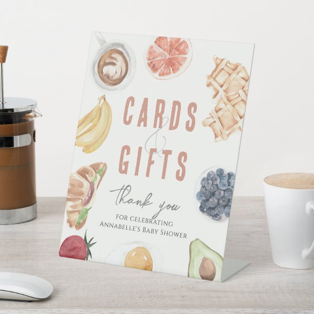 Waffles Coffee Fruits Baby Brunch Cards & Gifts Pedestal Sign (In SItu)