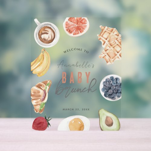 Waffles Coffee Fruits Baby Brunch Welcome Acrylic Sign