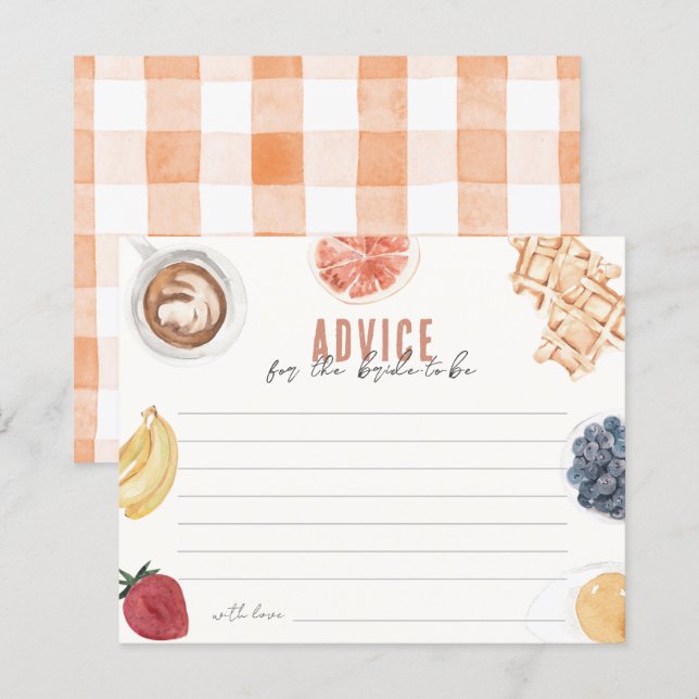 Waffles Coffee Fruits Bridal Brunch Advice Cards (Front/Back)