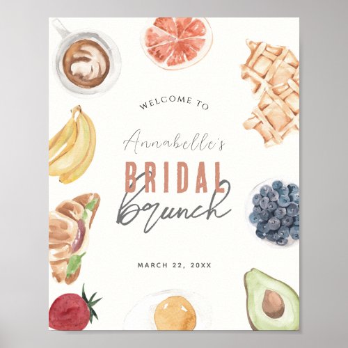 Waffles Coffee Fruits Bridal Brunch Welcome Sign