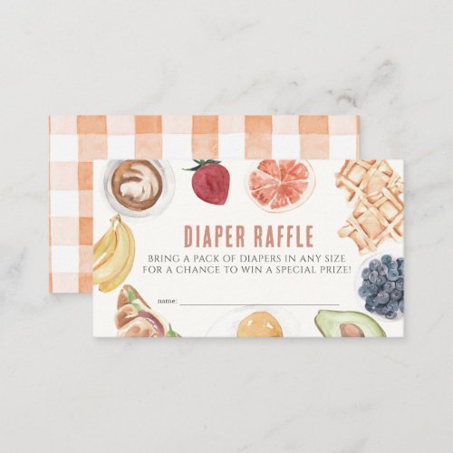 Waffles Coffee Fruits Diaper Raffle Ticket Enclosure Card