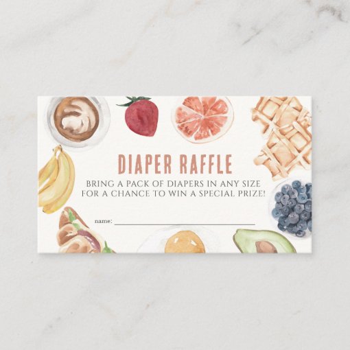 Waffles Coffee Fruits Diaper Raffle Ticket Enclosure Card | Zazzle