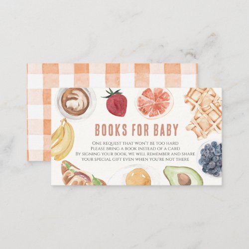 Waffles Coffee Fruits Watercolor Baby Book Request Enclosure Card