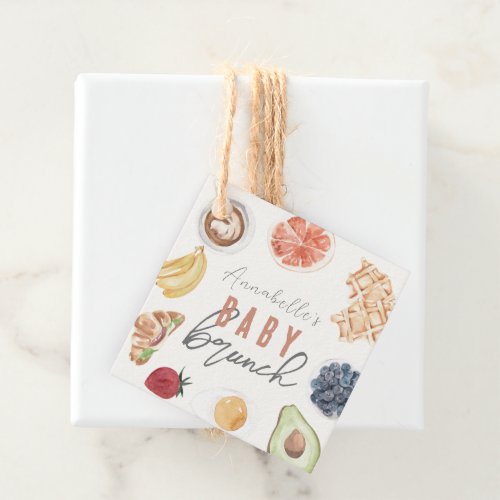 Waffles Coffee Fruits Watercolor Baby Brunch Favor Tags