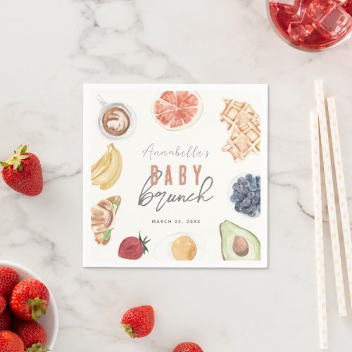 Waffles Coffee Fruits Watercolor Baby Brunch Napkins