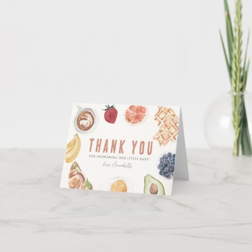 Waffles Coffee Fruits Watercolor Baby Brunch Thank You Card