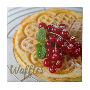 Waffles homemade with currants for sweet tooth ceramic tile
