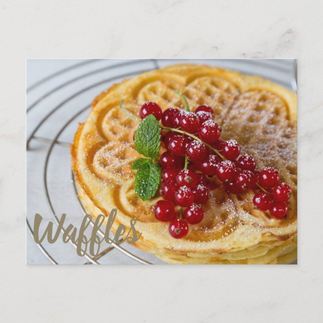 Waffles homemade with currants for sweet tooth postcard (Front)