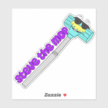 Waffles&Mochi-StevetheMop-Vinyl Sticker