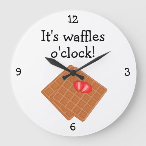 Waffles OClock fun food graphic Large Clock