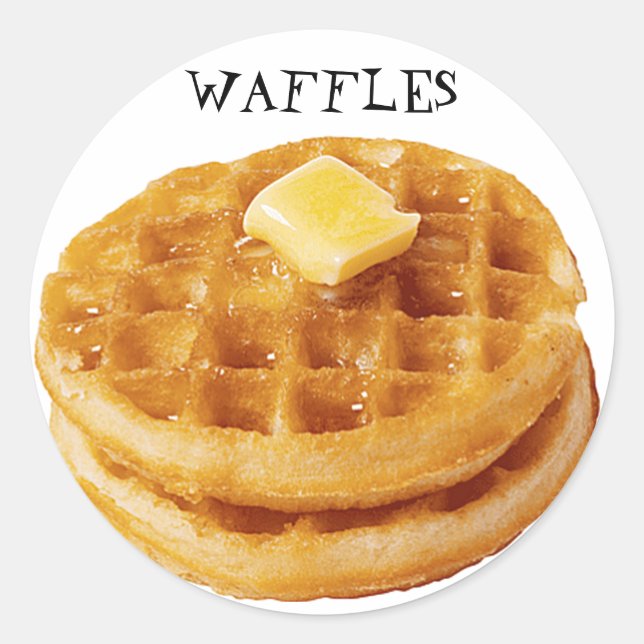 Waffles on Round Stickers (Front)