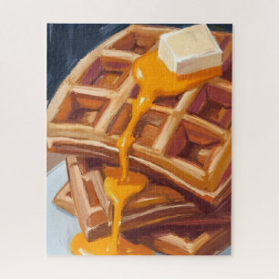 Waffles Syrup Breakfast Watercolor Painting Jigsaw Puzzle