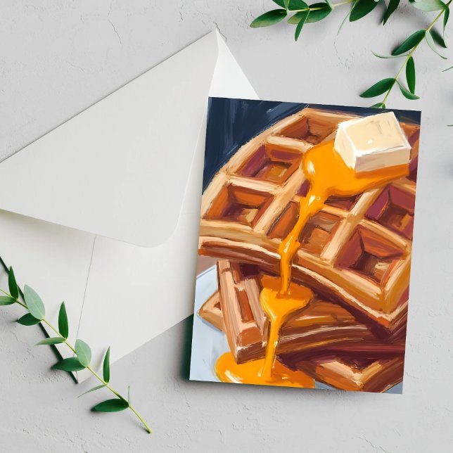 Waffles Syrup Breakfast Watercolor Painting Postcard (Creator Uploaded)