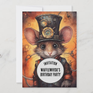 Wafflewhisk Steampunk Animal Custom name Invitation