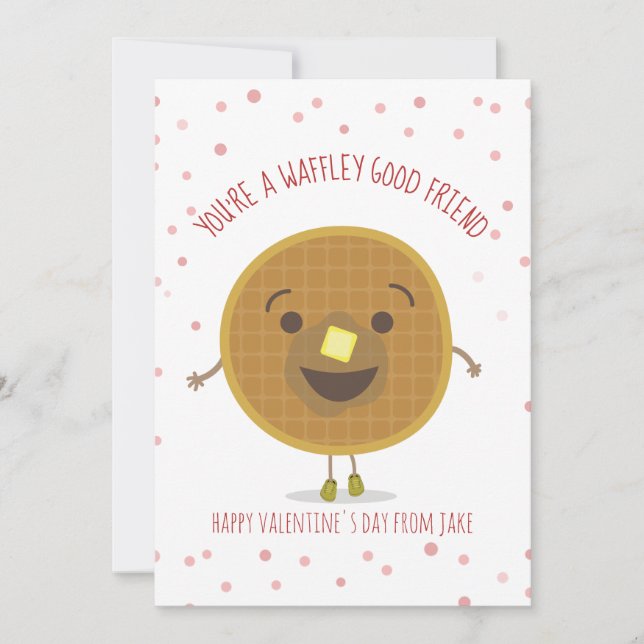 Waffley Good Friend Waffle Kid Classroom Valentine (Front)