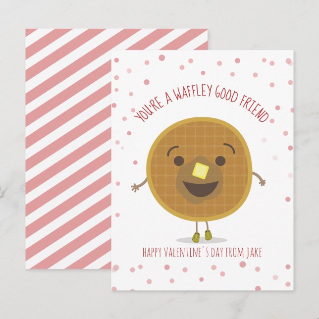 Waffley Good Friend Waffle Kid Classroom Valentine Postcard (Front/Back)