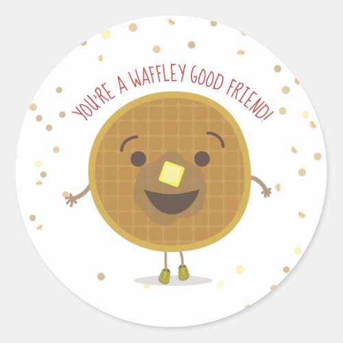 Waffley Good Friend Waffle Valentine Kids Classic Round Sticker