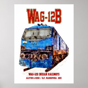WAG-12B Locomotive. Indian Railways freight train Poster