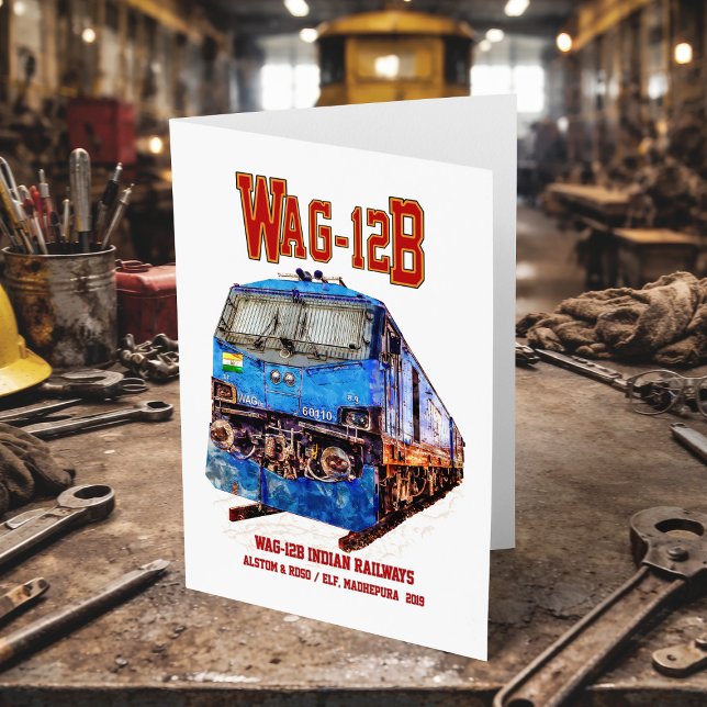 WAG-12B Locomotive. Indian Railways freight train Thank You Card (WAG-12B Locomotive. Indian Railways freight train. Thank You Card)