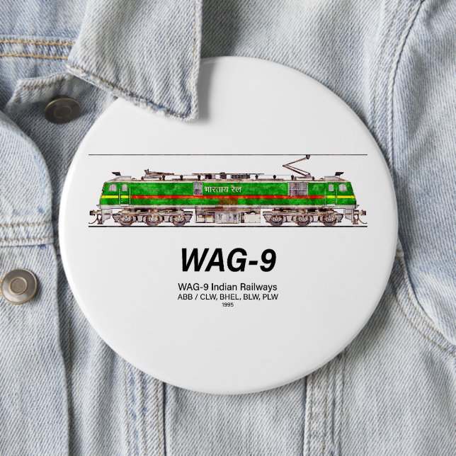 WAG-9 Locomotive. Indian Railways freight train Button (In Situ)