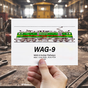 WAG-9 Locomotive. Indian Railways freight train Postcard