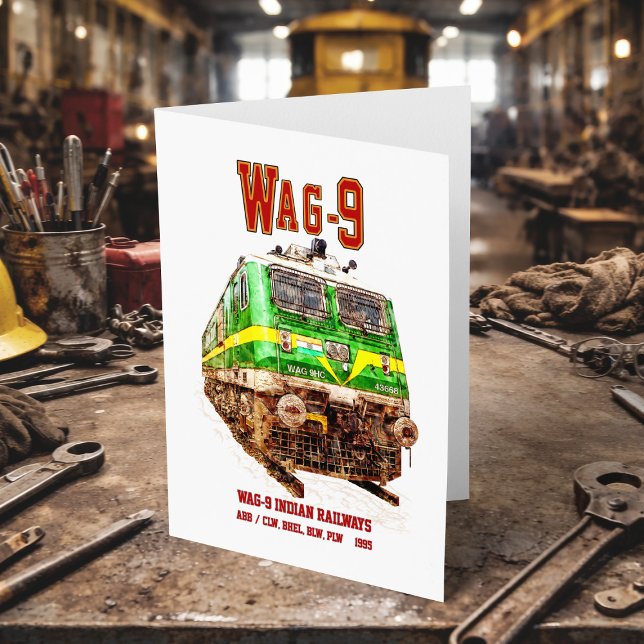 WAG-9 Locomotive. Indian Railways freight train Thank You Card (WAG-9 Locomotive. Indian Railways freight train. Thank You Card)