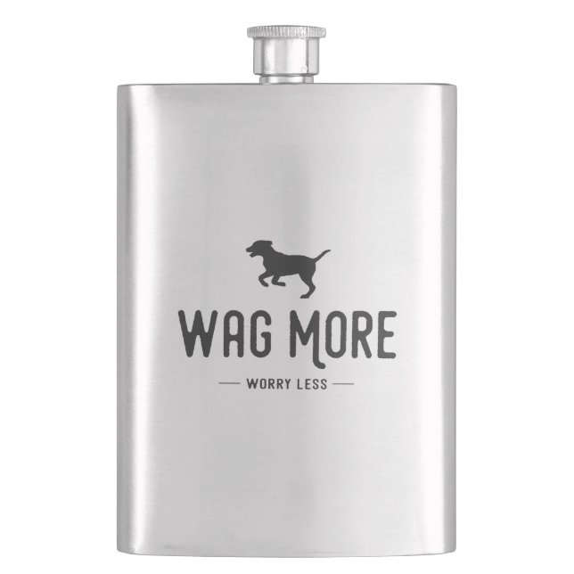 Wag More Worry Less Flask (Front)