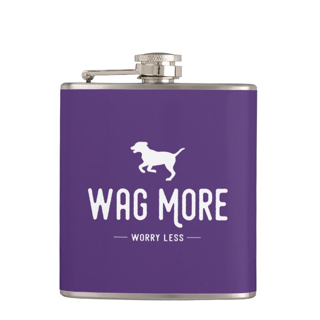 Wag More Worry Less Flask (Front)