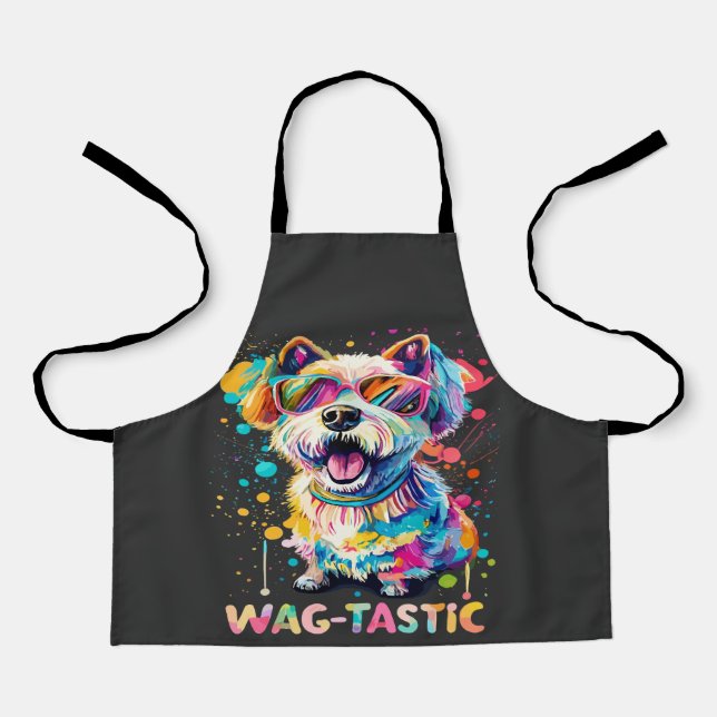 Wag-tastic fun splashy colorful dog design apron (Front)